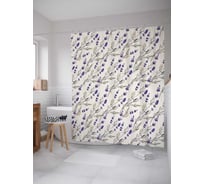 Штора (занавеска) для ванной JoyArty "Цветы на ветру" из сатена, 180х200 см с крючками, sc_18531