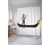 Штора (занавеска) для ванной JoyArty "Внимательный гондольер" из сатена, 180х200 см с крючками, sc_13701