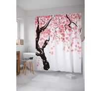 Штора (занавеска) для ванной JoyArty "Падающий цвет" из сатена, 180х200 см с крючками, sc_17426