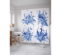 Штора (занавеска) для ванной JoyArty "Призрачные павлины" из сатена, 180х200 см с крючками, sc_17184