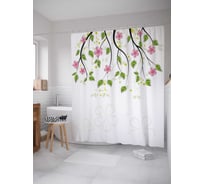 Штора (занавеска) для ванной JoyArty "Небесные ветви" из сатена, 180х200 см с крючками, sc_17420