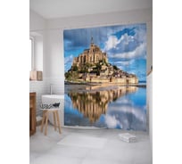 Штора (занавеска) для ванной JoyArty "Замок на воде" из сатена, 180х200 см с крючками, sc_14705