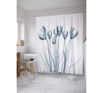 Штора (занавеска) для ванной JoyArty "Водное растение" из сатена, 180х200 см с крючками, sc_14457