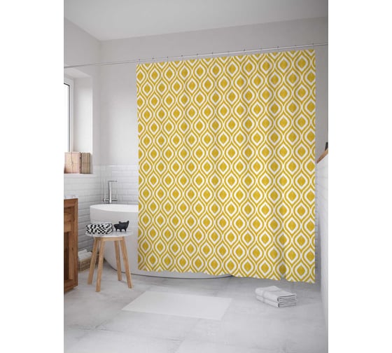 Штора (занавеска) для ванной JoyArty "Пузырьки счастья" из сатена, 180х200 см с крючками, sc_14344 1