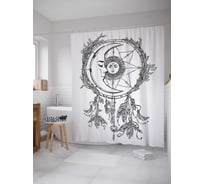 Штора (занавеска) для ванной JoyArty "Лунный ловец снов" из сатена, 180х200 см с крючками, sc_17337