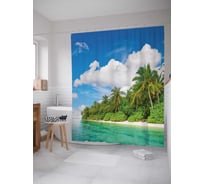 Штора (занавеска) для ванной JoyArty "Зеленеющий берег" из сатена, 180х200 см с крючками, sc_13816