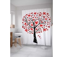 Штора (занавеска) для ванной JoyArty "Осенний серцепад" из сатена, 180х200 см с крючками, sc_11745