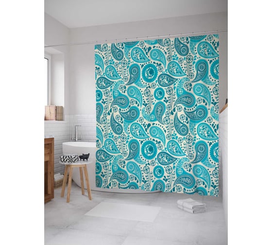 Штора (занавеска) для ванной JoyArty "Лепесточные механизмы" из сатена, 180х200 см с крючками, sc_12025 1