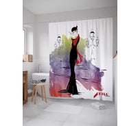 Штора (занавеска) для ванной JoyArty "Ретро в моде" из сатена, 180х200 см с крючками, sc_19491
