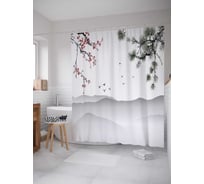 Штора (занавеска) для ванной JoyArty "Вслед за птицами" из сатена, 180х200 см с крючками, sc_17416