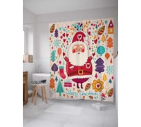 Штора (занавеска) для ванной JoyArty "Веселый Санта Клаус" из сатена, 180х200 см с крючками, sc_19393