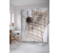 Штора (занавеска) для ванной JoyArty "Прекрасное перо" из сатена, 180х200 см с крючками, sc_17187