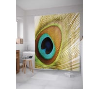 Штора (занавеска) для ванной JoyArty "Уникальность перьев павлина" из сатена, 180х200 см с крючками, sc_17197