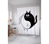 Штора (занавеска) для ванной JoyArty "Баланс котов" из сатена, 180х200 см с крючками, sc_18597