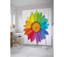 Штора (занавеска) для ванной JoyArty "Радужный цветок" из сатена, 180х200 см с крючками, sc_13634