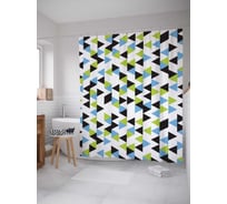 Штора (занавеска) для ванной JoyArty "Треугольные загадки" из сатена, 180х200 см с крючками, sc_10721