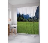 Штора (занавеска) для ванной JoyArty "Свежая лужайка" из сатена, 180х200 см с крючками, sc_19027