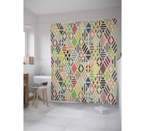 Штора (занавеска) для ванной JoyArty "Цветная радость" из сатена, 180х200 см с крючками, sc_10722