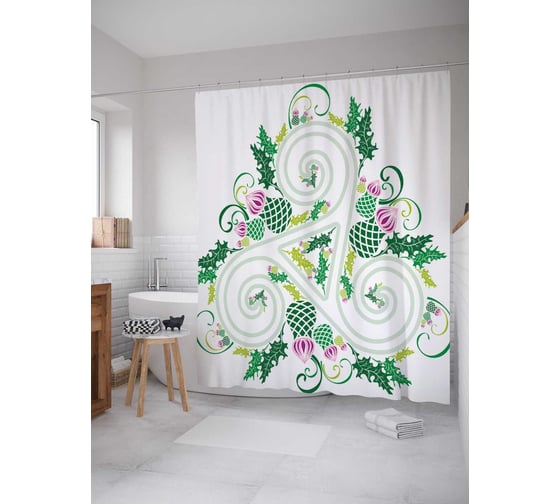 Штора (занавеска) для ванной JoyArty "Дикие спирали" из сатена, 180х200 см с крючками, sc_18613 1
