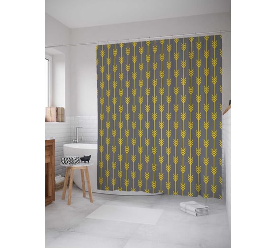 Штора (занавеска) для ванной JoyArty "Вертикальные стрелы" из сатена, 180х200 см с крючками, sc_15270 1