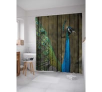 Штора (занавеска) для ванной JoyArty "Сказочный павлин" из сатена, 180х200 см с крючками, sc_17186