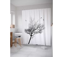 Штора (занавеска) для ванной JoyArty "Дерево без листьев" из сатена, 180х200 см с крючками, sc_17214