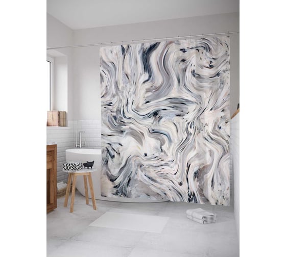 Штора (занавеска) для ванной JoyArty "Потусторонний мир" из сатена, 180х200 см с крючками, sc_18908 1