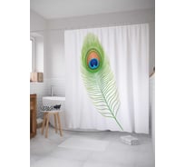 Штора (занавеска) для ванной JoyArty "Экзотические перо" из сатена, 180х200 см с крючками, sc_17198