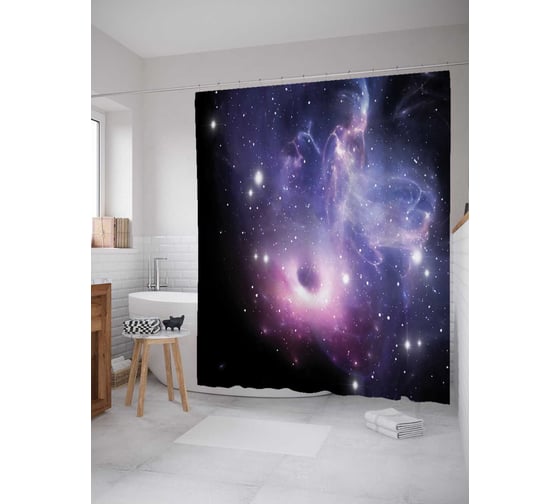 Штора (занавеска) для ванной JoyArty "Ближе к звездам" из сатена, 180х200 см с крючками, sc_13776 1