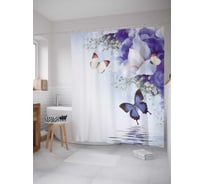 Штора (занавеска) для ванной JoyArty "Бабочки над водой" из сатена, 180х200 см с крючками, sc_13592