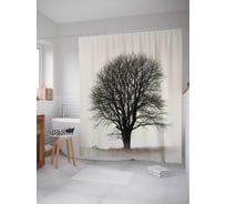 Штора (занавеска) для ванной JoyArty "Дерево покоя" из сатена, 180х200 см с крючками, sc_17210