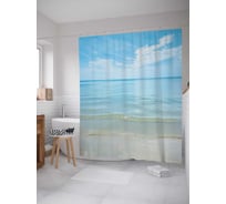Штора (занавеска) для ванной JoyArty "Игривые волны" из сатена, 180х200 см с крючками, sc_13963