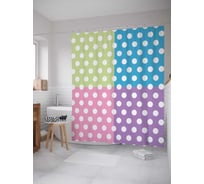 Штора (занавеска) для ванной JoyArty "Классический горошек" из сатена, 180х200 см с крючками, sc_17158