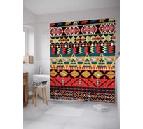 Штора (занавеска) для ванной JoyArty "Этнические узоры" из сатена, 180х200 см с крючками, sc_13925