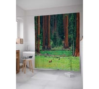 Штора (занавеска) для ванной JoyArty "Лесное величие" из сатена, 180х200 см с крючками, sc_22022