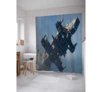 Штора (занавеска) для ванной JoyArty "Космический корабль" из сатена, 180х200 см с крючками, sc_19589