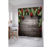 Штора (занавеска) для ванной JoyArty "Новый год" из сатена, 180х200 см с крючками, sc_20075