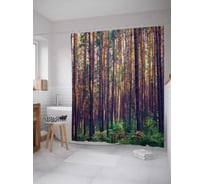 Штора (занавеска) для ванной JoyArty "Утренний лес" из сатена, 180х200 см с крючками, sc_15222
