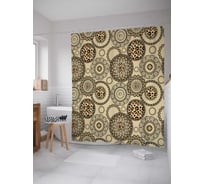 Штора (занавеска) для ванной JoyArty "Цветочные окружности" из сатена, 180х200 см с крючками, sc_18549