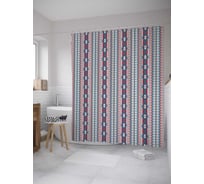 Штора (занавеска) для ванной JoyArty "Вертикальные полосы с узорами" из сатена, 180х200 см с крючками, sc_10194