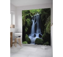 Штора (занавеска) для ванной JoyArty "Водопад в камнях" из сатена, 180х200 см с крючками, sc_10147