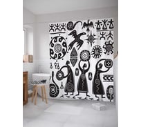 Штора (занавеска) для ванной JoyArty "Древняя культура" из сатена, 180х200 см с крючками, sc_18544