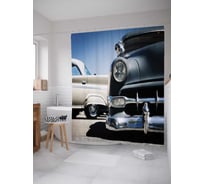 Штора (занавеска) для ванной JoyArty "Классические авто" из сатена, 180х200 см с крючками, sc_17123