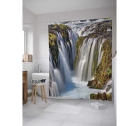 Штора (занавеска) для ванной JoyArty "Опасный водопад" из сатена, 180х200 см с крючками, sc_10137