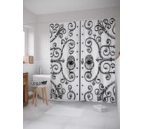 Штора (занавеска) для ванной JoyArty "Двери к счастью" из сатена, 180х200 см с крючками, sc_1748