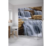 Штора (занавеска) для ванной JoyArty "Каменный водопад" из сатена, 180х200 см с крючками, sc_10113