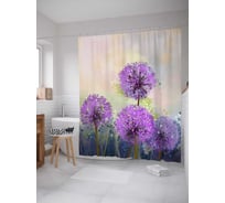 Штора (занавеска) для ванной JoyArty "Красочные одуванчики" из сатена, 180х200 см с крючками, sc_18535