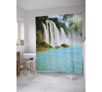Штора (занавеска) для ванной JoyArty "Свежий водопад" из сатена, 180х200 см с крючками, sc_10132
