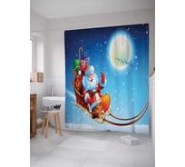 Штора (занавеска) для ванной JoyArty "Праздничный полет" из сатена, 180х200 см с крючками, sc_20060
