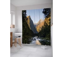 Штора (занавеска) для ванной JoyArty "Мелкая река между гор" из сатена, 180х200 см с крючками, sc_15286